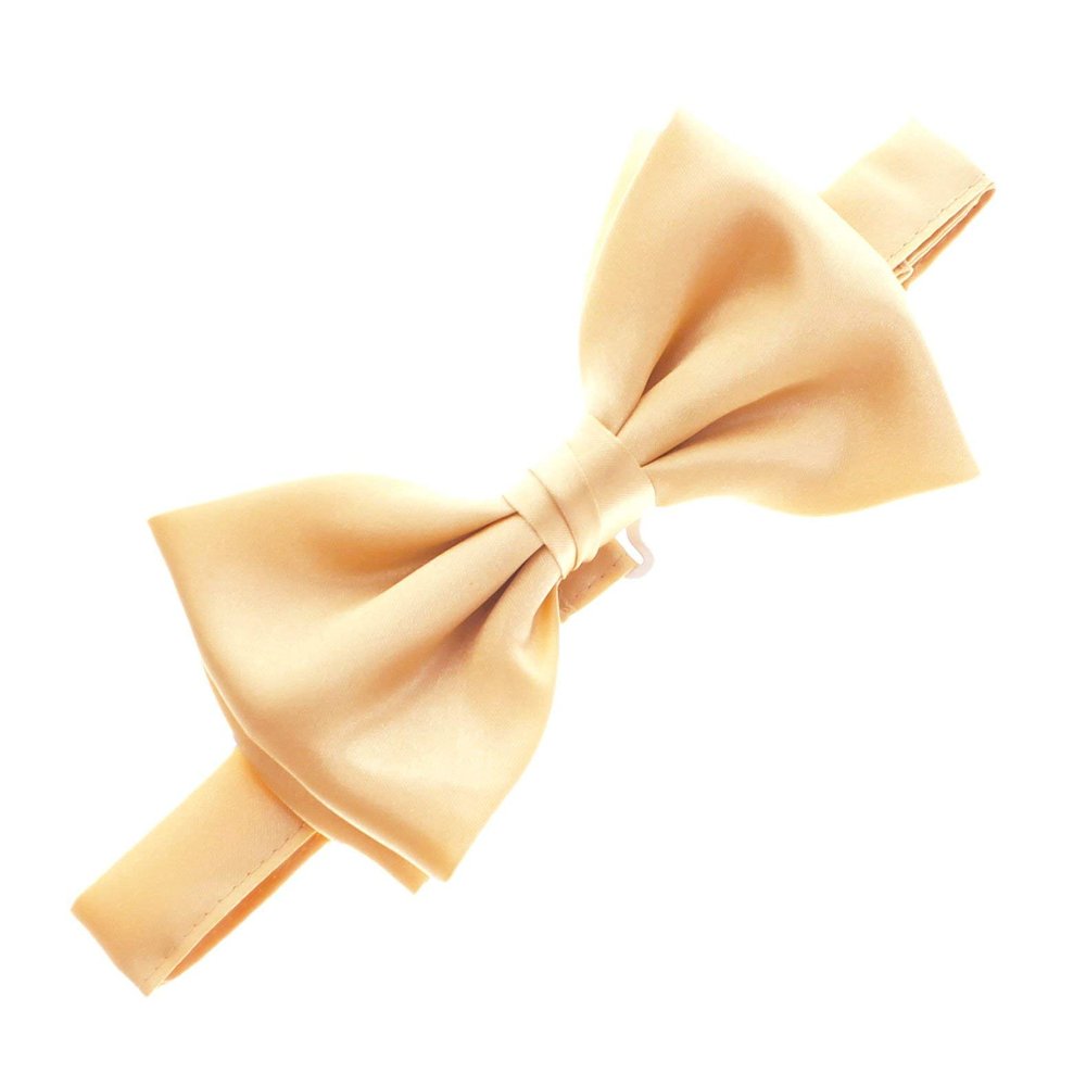 My Lello Classic Boy's Pre- Tied Satin Adjustable Bow Tie Solid Formal Tuxedo Style - Light Gold