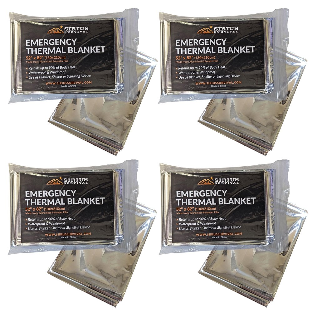 Sirius Survival Emergency Blankets - Thermal Solar Blankest - Survival Kit Essential, Winter Car Kit, Outdoor First Aid (8 Pack)
