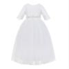 Eyelash Lace A-Line Tulle Junior Flower Girl Dress Toddler Evening Gown LG5 10 White