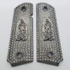 Custom 1911 Grips Lady of Guadalupe Gold Nickel 1911 Full Size for 45/38 Super Colt Metal with Zirconia view 1