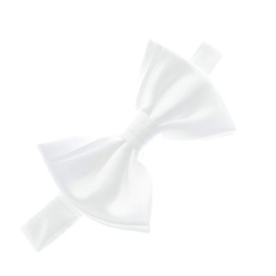 My Lello Classic Baby Pre- Tied Satin Adjustable Bow Tie Solid Formal Tuxedo Style - White