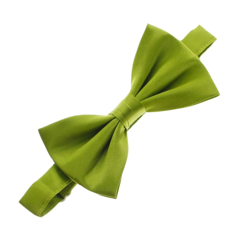 My Lello Classic Baby Pre- Tied Satin Adjustable Bow Tie Solid Formal Tuxedo Style - Leaf Green