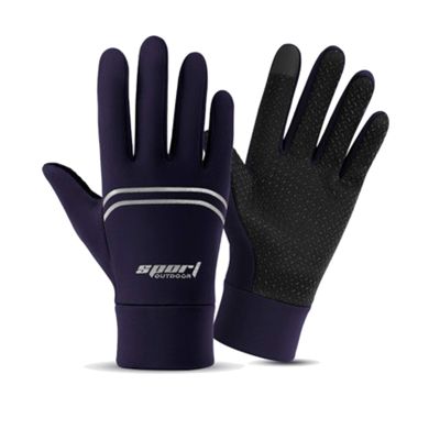 FUFU Gloves Outdoor Gloves Windproof Touch Screen Bicycle Gloves Warm Gloves (Color: Black,Blue,Gray) (Color : Blue)