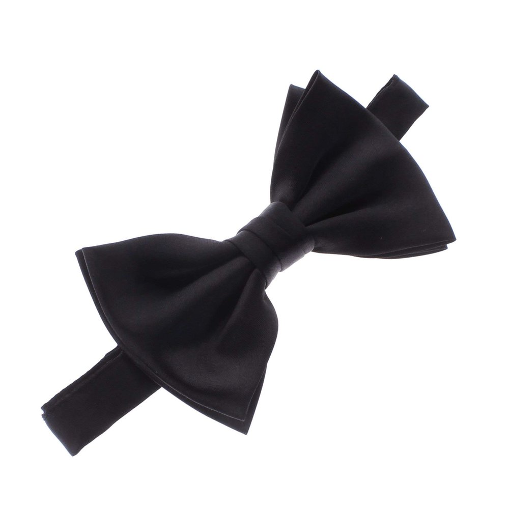 My Lello Classic Baby Pre- Tied Satin Adjustable Bow Tie Solid Formal Tuxedo Style - Black
