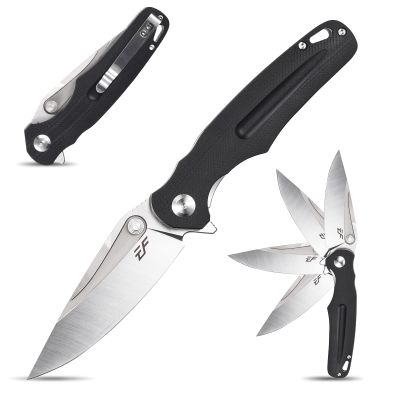Eafengrow EF967 Pocket Folding Knife G10 Handle D2 Blade EDC Tactical Knife for Outdoor Camping Hiking(Black)