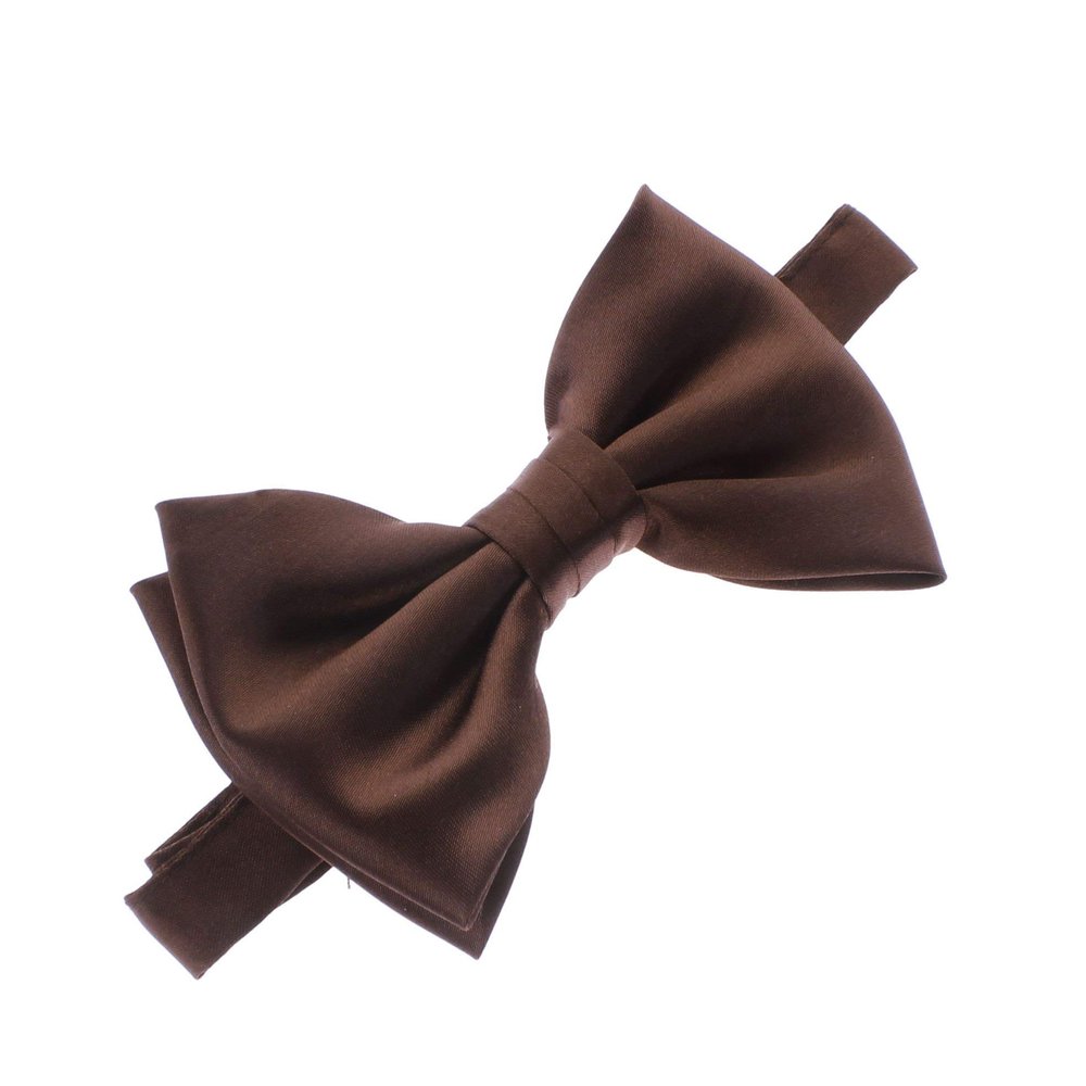 My Lello Classic Baby Pre- Tied Satin Adjustable Bow Tie Solid Formal Tuxedo Style - Brown