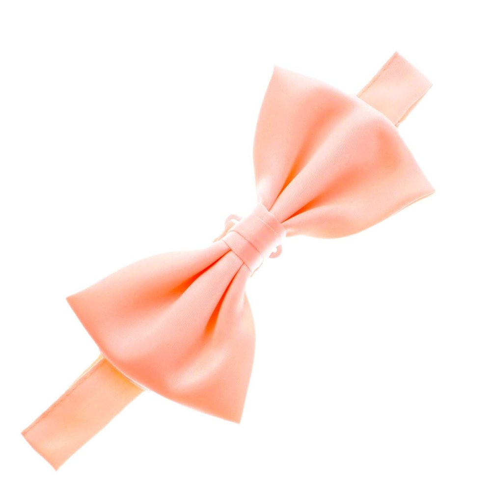 My Lello Classic Boy's Pre- Tied Satin Adjustable Bow Tie Solid Formal Tuxedo Style - Petal Peach