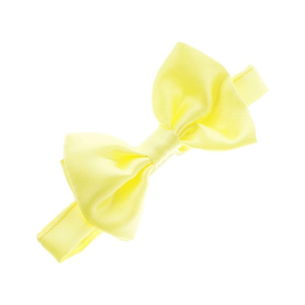 My Lello Classic Baby Pre- Tied Satin Adjustable Bow Tie Solid Formal Tuxedo Style - Lemon