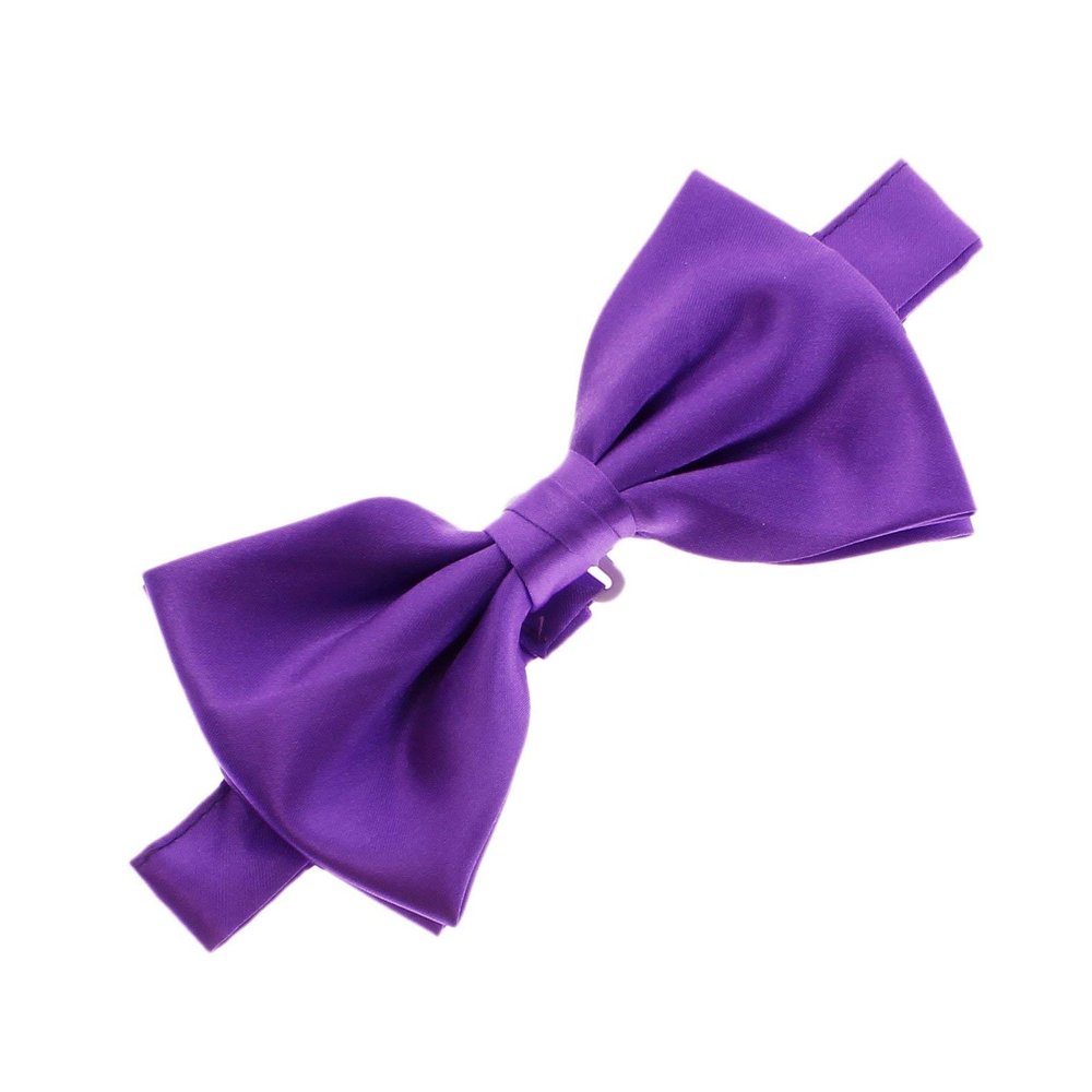 My Lello Classic Boy's Pre- Tied Satin Adjustable Bow Tie Solid Formal Tuxedo Style - Purple