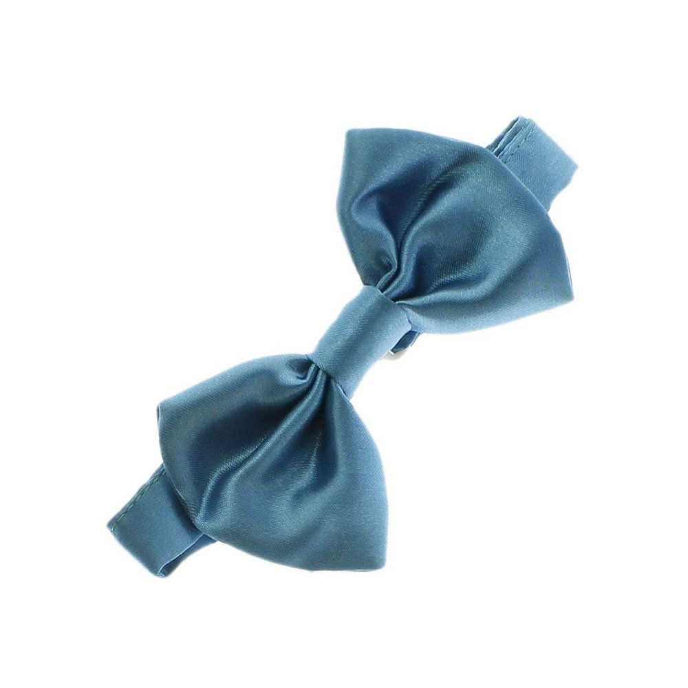 My Lello Classic Baby Pre- Tied Satin Adjustable Bow Tie Solid Formal Tuxedo Style - Vintage Blue