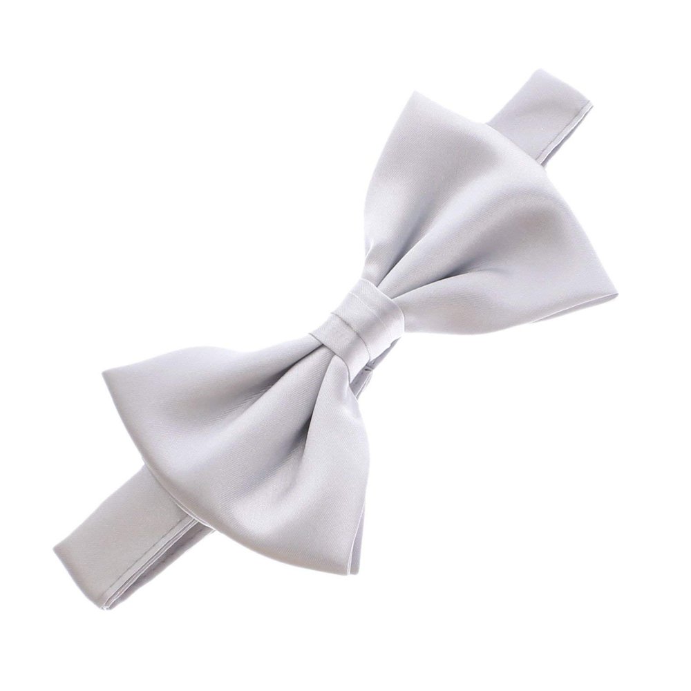 My Lello Classic Baby Pre- Tied Satin Adjustable Bow Tie Solid Formal Tuxedo Style - Gray