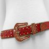 35158 Women's Belts Rhinestone Belt Fashion Western Cowgirl Bling Studded Design Leather Belt 1-3/8"(35mm) wide (Red, 34'' M) view 3