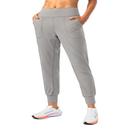 Soothfeel Women's Joggers with Zipper Pockets High Waisted Athletic Workout Yoga Pants Joggers for Women Light Grey