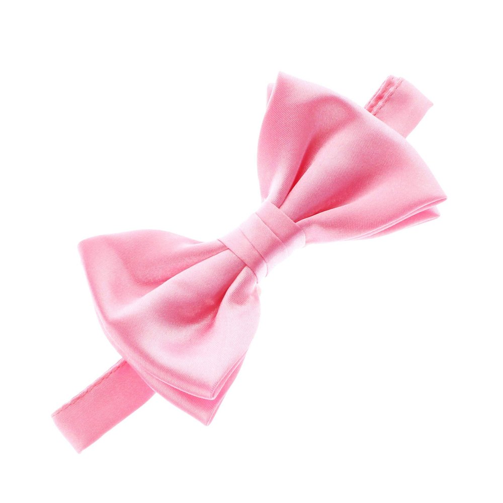 My Lello Classic Baby Pre- Tied Satin Adjustable Bow Tie Solid Formal Tuxedo Style - Pink