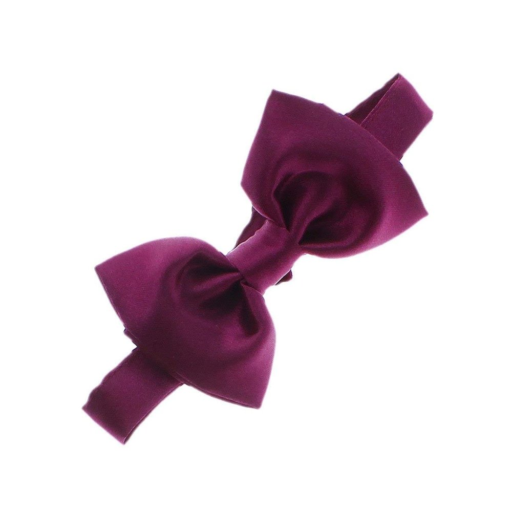 My Lello Classic Men's Pre- Tied Satin Adjustable Bow Tie Solid Formal Tuxedo Style - Wine