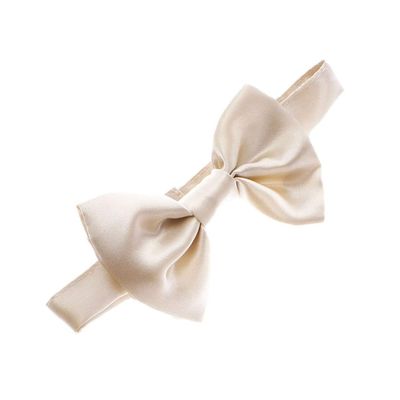 My Lello Classic Men's Pre- Tied Satin Adjustable Bow Tie Solid Formal Tuxedo Style - Latte