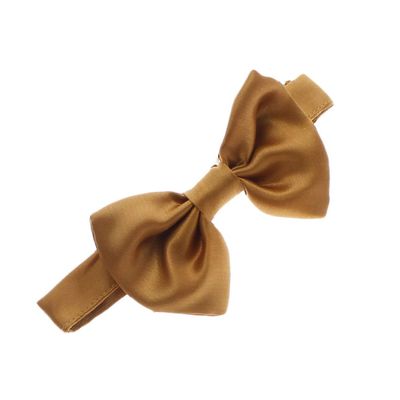 My Lello Classic Boy's Pre- Tied Satin Adjustable Bow Tie Solid Formal Tuxedo Style - Old Gold