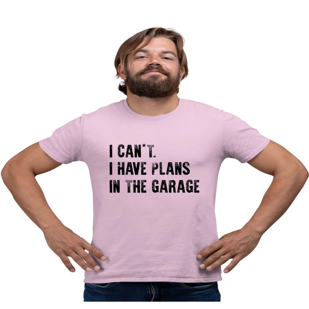 Go All Out XX-Large Pink Adult I Can't I Have Plans in The Garage Funny T-Shirt