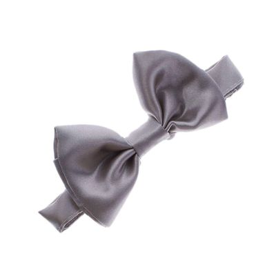 My Lello Classic Baby Pre- Tied Satin Adjustable Bow Tie Solid Formal Tuxedo Style - Pewter