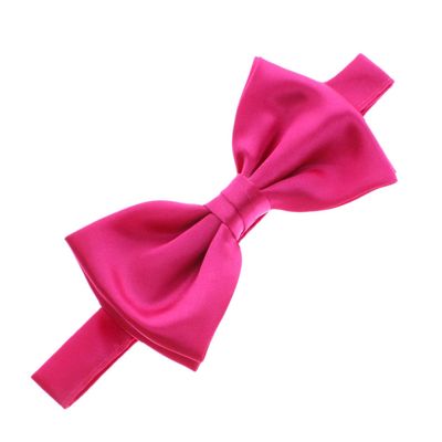 My Lello Classic Boy's Pre- Tied Satin Adjustable Bow Tie Solid Formal Tuxedo Style - Fuchsia