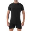 easyforever Men Short Sleeve Athletic Leotard Sports Bodysuit Gym Undershirts Boxers Wrestling Singlets Black X-Large view 1
