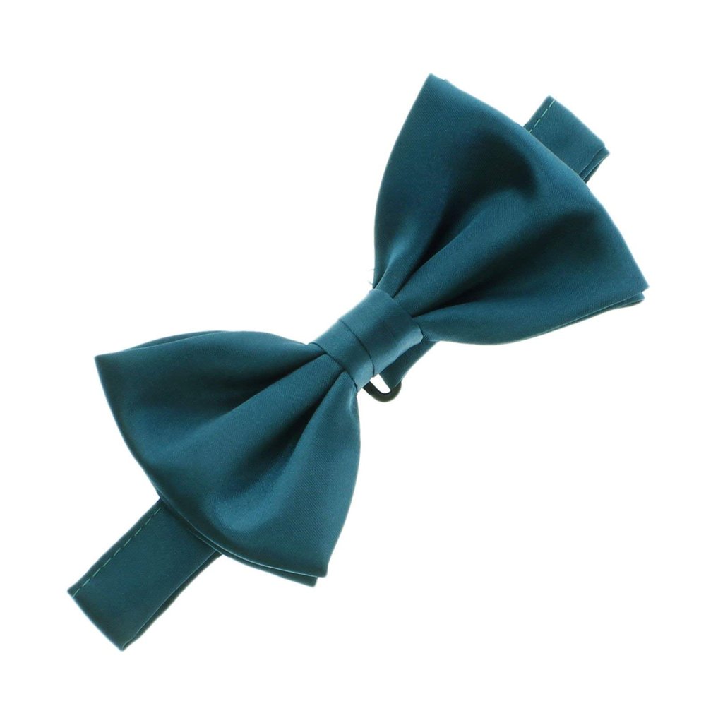 My Lello Classic Baby Pre- Tied Satin Adjustable Bow Tie Solid Formal Tuxedo Style - Teal