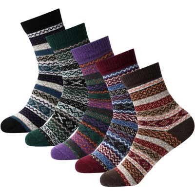 FYC Women Socks Winter - Gifts for Women - Warm Thick Soft Wool Cozy Crew Socks Christmas Stocking Stuffers Gifts for Woman (Multicolor-9-5pairs)