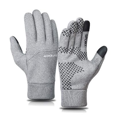 FUFU Gloves Winter Touch Screen Gloves Non-Slip Warm Gloves Work Outdoors Camping Hiking Running Cycling (Color : Grey)