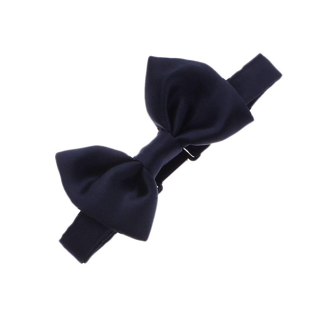 My Lello Classic Baby Pre- Tied Satin Adjustable Bow Tie Solid Formal Tuxedo Style - Dark Navy