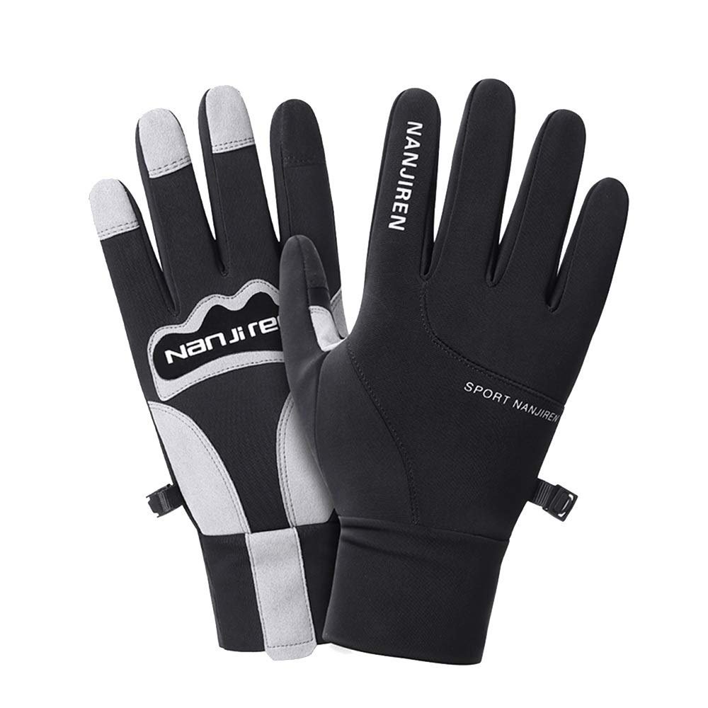 FUFU Gloves Cycling Gloves, Touch Screen Gloves Windproof Thermal Gloves Anti Slip Winter Warm Gloves Outdoor Running Climbing (Color : Black, Size : X)