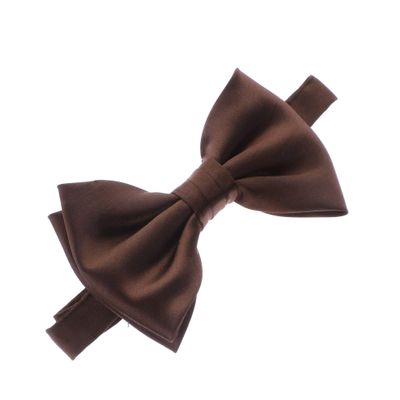 My Lello Classic Boy's Pre- Tied Satin Adjustable Bow Tie Solid Formal Tuxedo Style - Brown