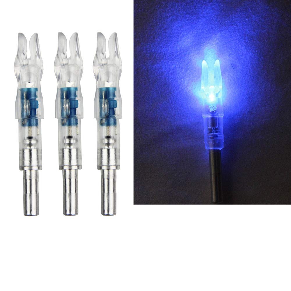 6 PCS No Tool Require Automatically Compound Bow Shooting Archery Bow String Light Up Nock 6.3mm Inner Diameter Arrow Nock (Blue)