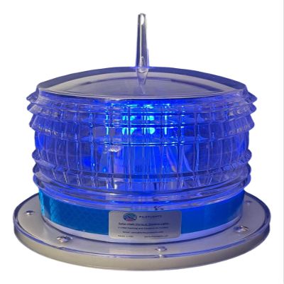 Britta Products Steady-ON or Flashing 2NM IP67 Solar LED Marina Dock Barge Boat Safety Beacon Light - Blue LED