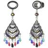 00G 10mm 316L Surgical Steel Bohemian Multicolor Crystal Tassel Dangle Ear Gauges Piercing Flesh Tunnels Plugs Statement Earrings view 1