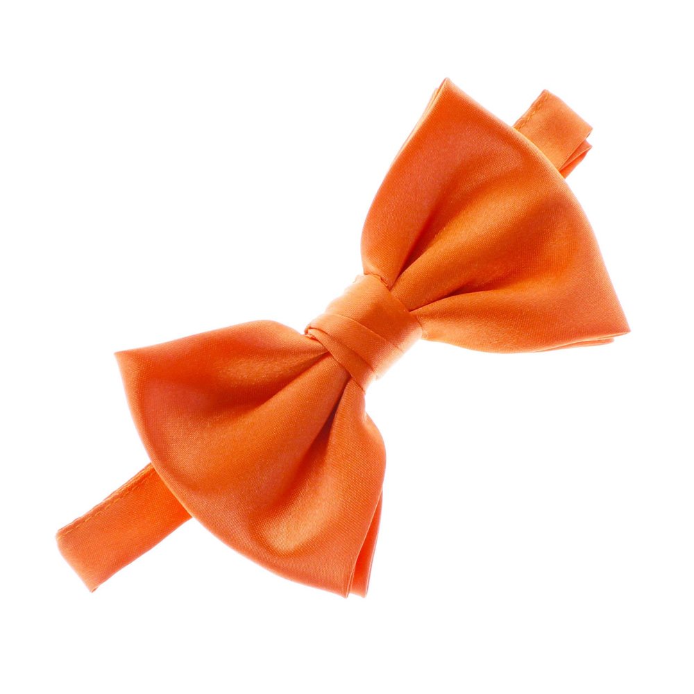 My Lello Classic Boy's Pre- Tied Satin Adjustable Bow Tie Solid Formal Tuxedo Style - Orange