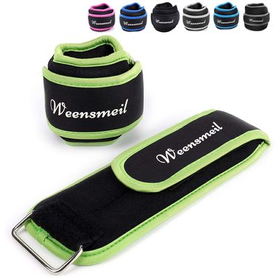 Ankle Weights, 2 LBS 1 Pair (1 LB Each Weight) Wrist Leg Arm Weights for Women Men Kids, Strength Training Weighted with Adjustable Strap for Jogging, Gym Workout, Aerobics, Physical Therapy (Green)