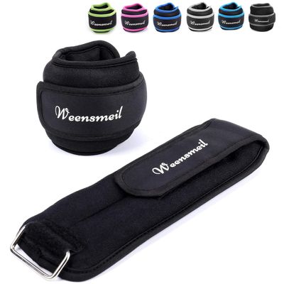 Ankle Weights, 5 LBS 1 Pair (2.5 LB Each Weight) Wrist Leg Arm Weights for Women Men Kids, Strength Training Weighted with Adjustable Strap for Jogging, Gym Workout, Aerobics, Physical Therapy(Black)
