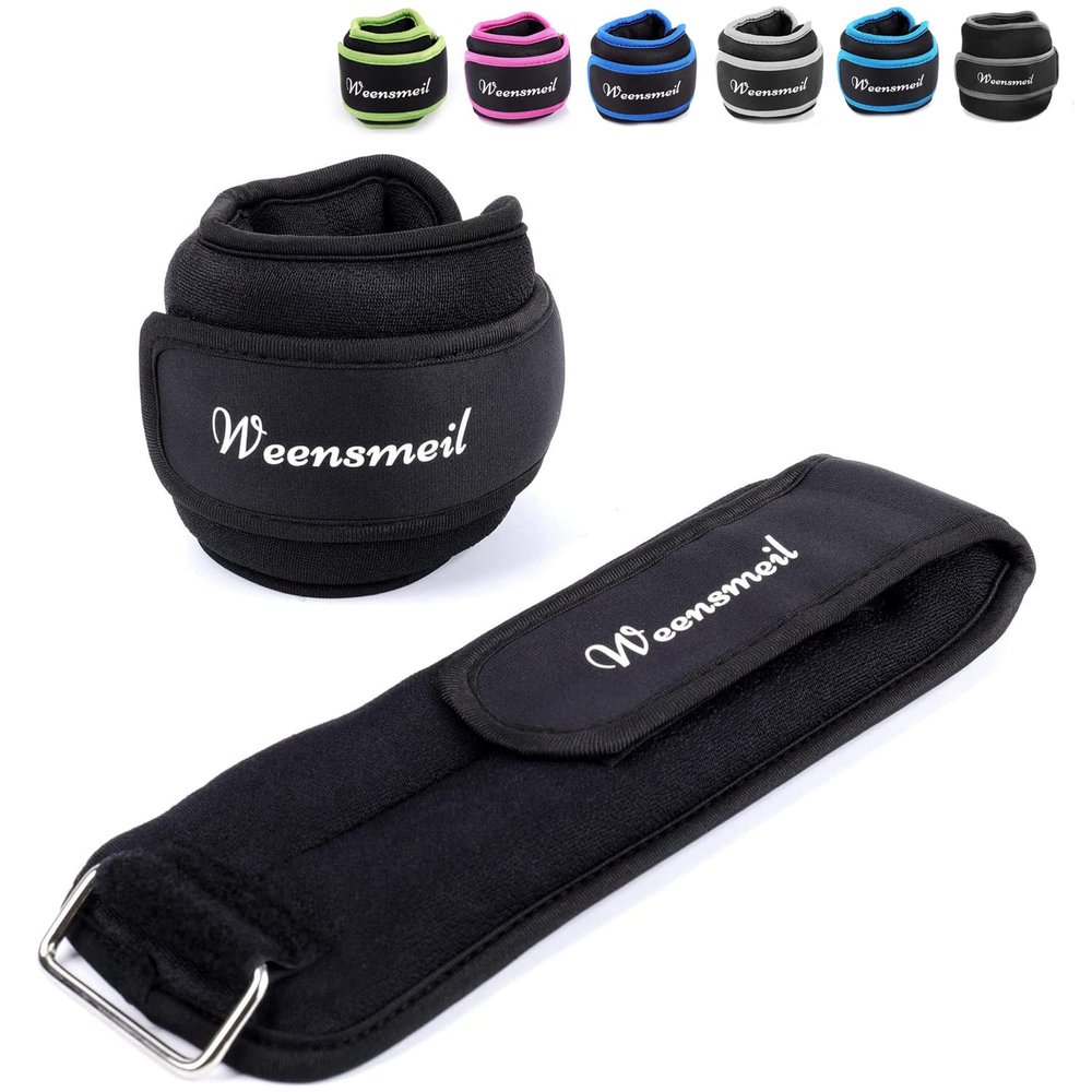 Ankle Weights, 5 LBS 1 Pair (2.5 LB Each Weight) Wrist Leg Arm Weights for Women Men Kids, Strength Training Weighted with Adjustable Strap for Jogging, Gym Workout, Aerobics, Physical Therapy(Black)