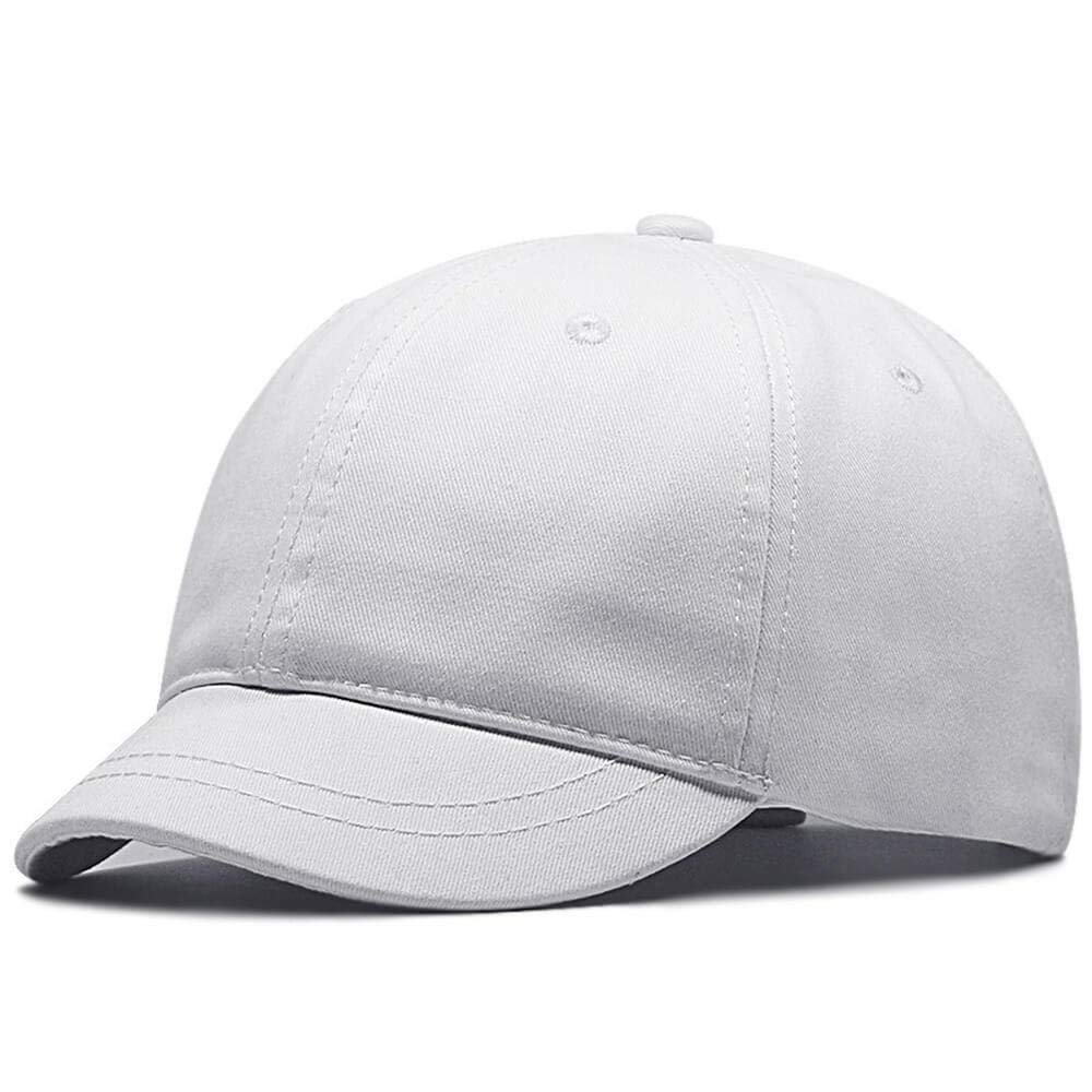 Men Short-Bill Oversize Baseball-Cap - Plain Polo Dad Hat L/XL for A Big Head (White, X-Large)