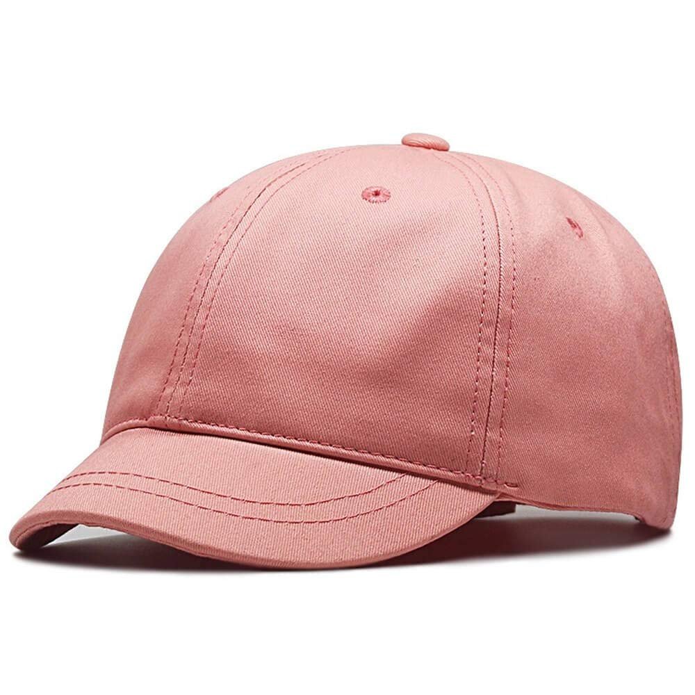 Men Short-Bill Oversize Baseball-Cap - Plain Polo Dad Hat L/XL for A Big Head (Pink, Large)