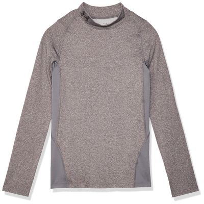 Under Armour Boys' ColdGear Armour Mock Long Sleeve T-Shirt, Charcoal Light Heather (019)/Black, Youth Large