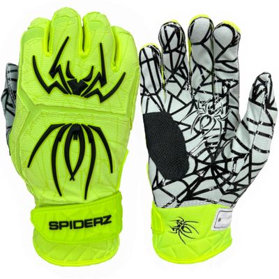 Spiderz Adult Hybrid Batting Gloves Pair SM Neon Yellow | Black