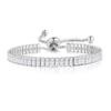 MVONCITY Women's Cluster Bolo Tennis Bracelet Adjustable Sparkling CZ Crystal Slip Full Diamond Halo Slider Pull Chain Bracelet view 1