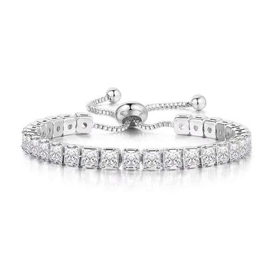 MVONCITY Women's Cluster Bolo Tennis Bracelet Adjustable Sparkling CZ Crystal Slip Full Diamond Halo Slider Pull Chain Bracelet