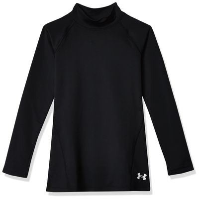 Under Armour Girls' Cozy Armour Long Mock T-Shirt, Black (001)/White, Youth X-Small