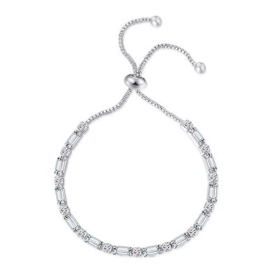 MVONCITY Women's Cluster Bolo Tennis Bracelet Adjustable Sparkling CZ Crystal Slip Full Diamond Halo Slider Pull Chain Bracelet