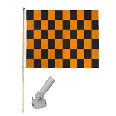 American Wholesale Superstore 5' Wooden Flag Pole Kit Nylon White Bracket 3x5 Black Orange Checkered Poly Flag