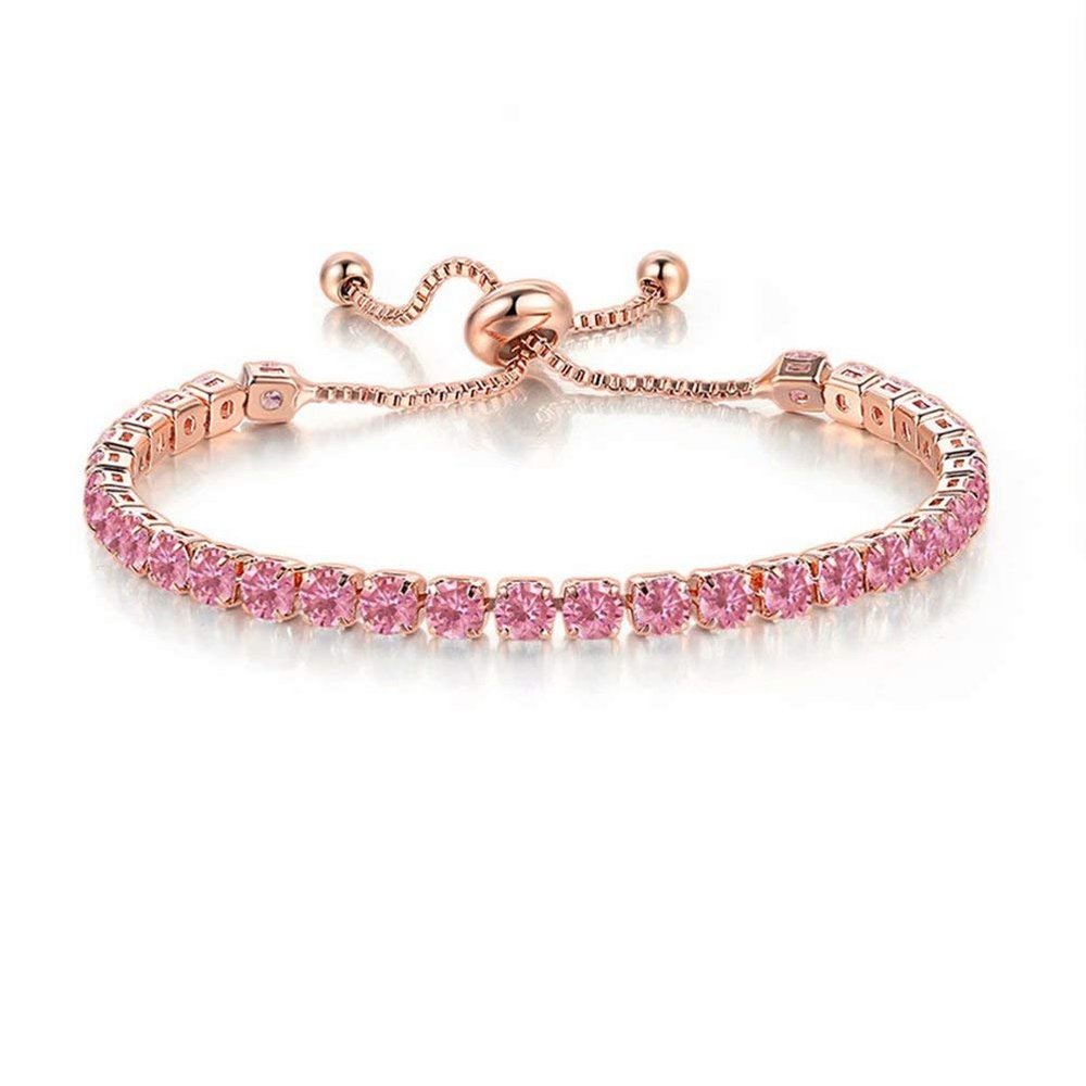 MVONCITY Women's Cluster Bolo Tennis Bracelet Adjustable Sparkling CZ Crystal Slip Full Diamond Halo Slider Pull Chain Bracelet