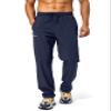 Pudolla Men's Workout Athletic Pants Elastic Waist Jogging Running Pants for Men with Zipper Pockets(Navy Blue Small) view 1