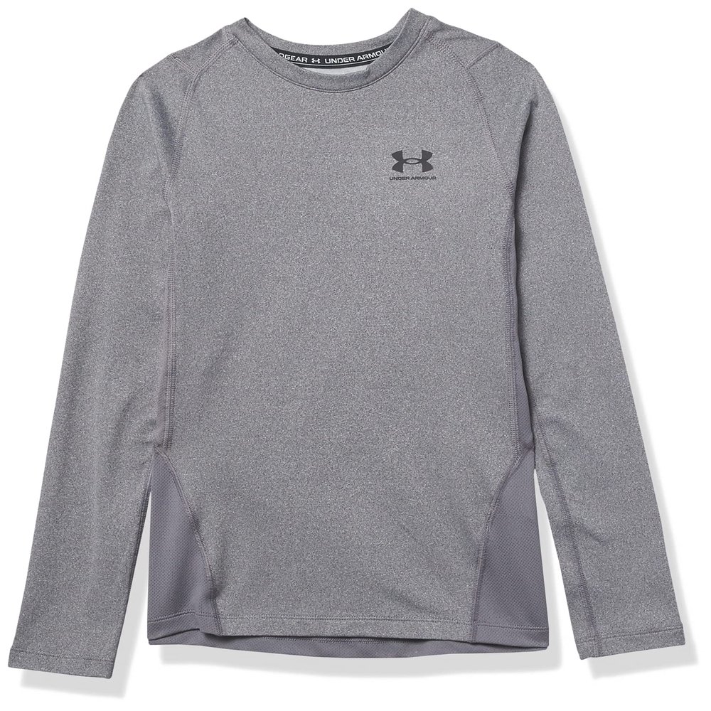 Under Armour Boys' ColdGear Armour Long Sleeve T-Shirt, Charcoal Light Heather (019)/Black, Youth X-Small